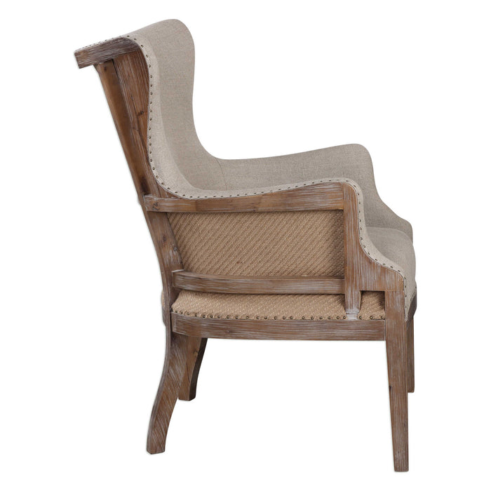 Adiris - Accent Chair - Brown / White / Woodtone