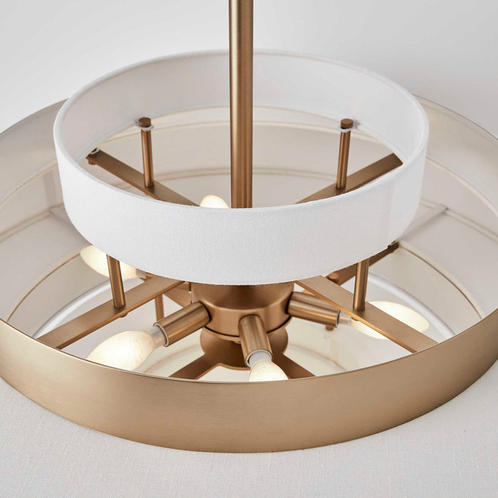 Radio City - 6 Light Pendant - Brass / White