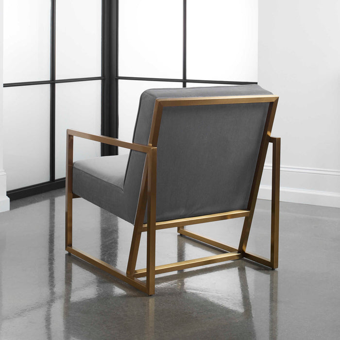 Hartigan - Accent Chair - Brass / Gray