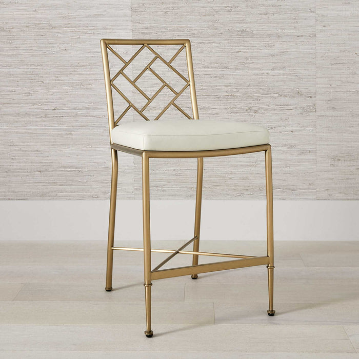 Fretwork - Counter Stool - Brass / White