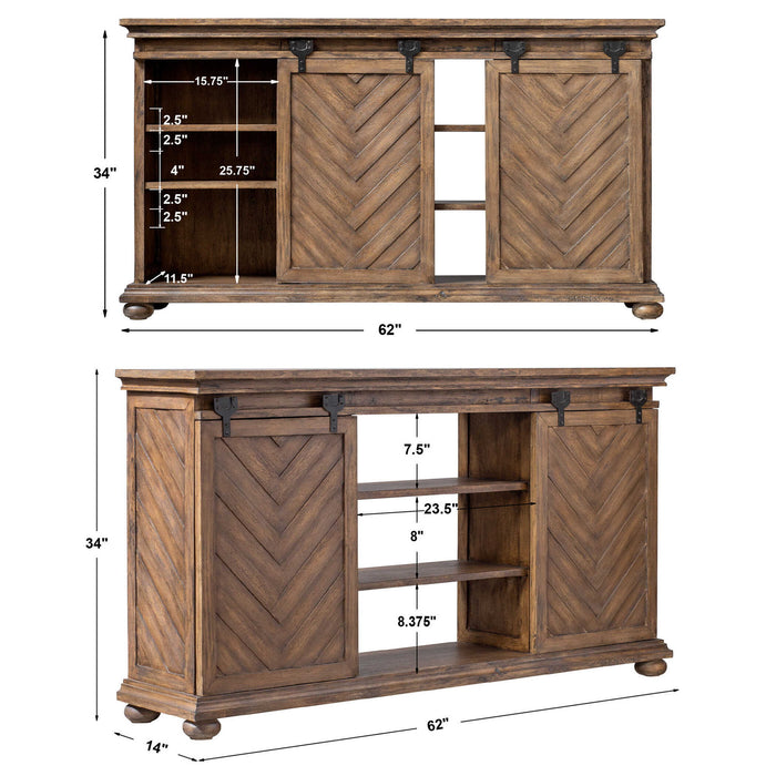 Primalia - Barn Door Media Console - Light Brown