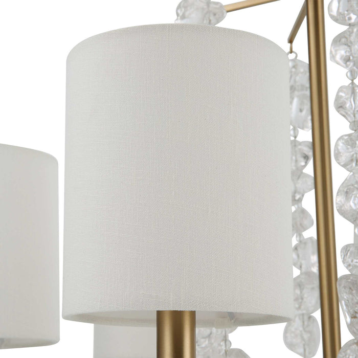 Waterfall - 6 Light Chandelier - Brass / White