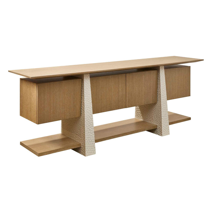 Hewn - 4 Door Cabinet - Woodtone / White