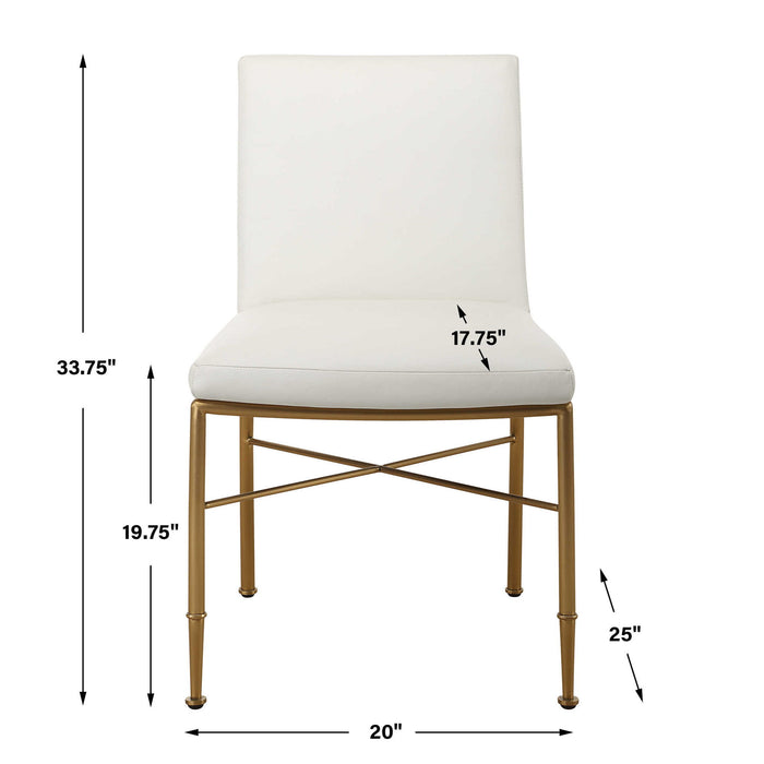 Fretwork - Dining Chair - White / Gold
