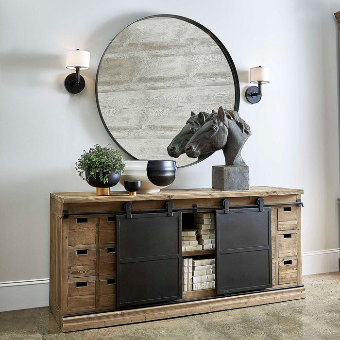 Leandrew - Media Console - Black / Woodtone
