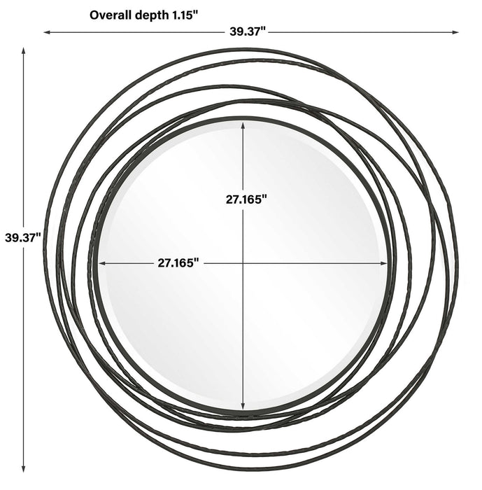Whirlwind - Round Mirror - Black