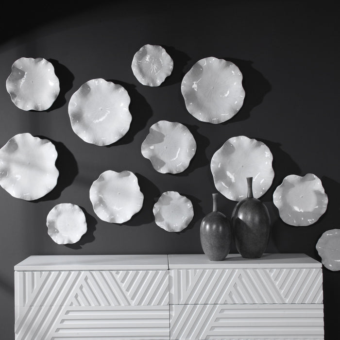 Abella - Ceramic Wall Decor (Set of 3) - White