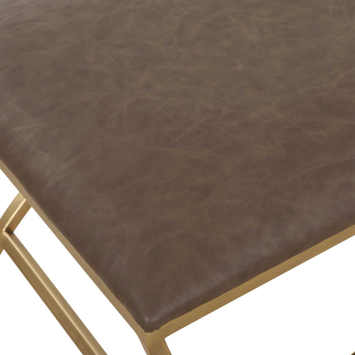 Accent Stool - Antique Brushed Brass / Dark Brown