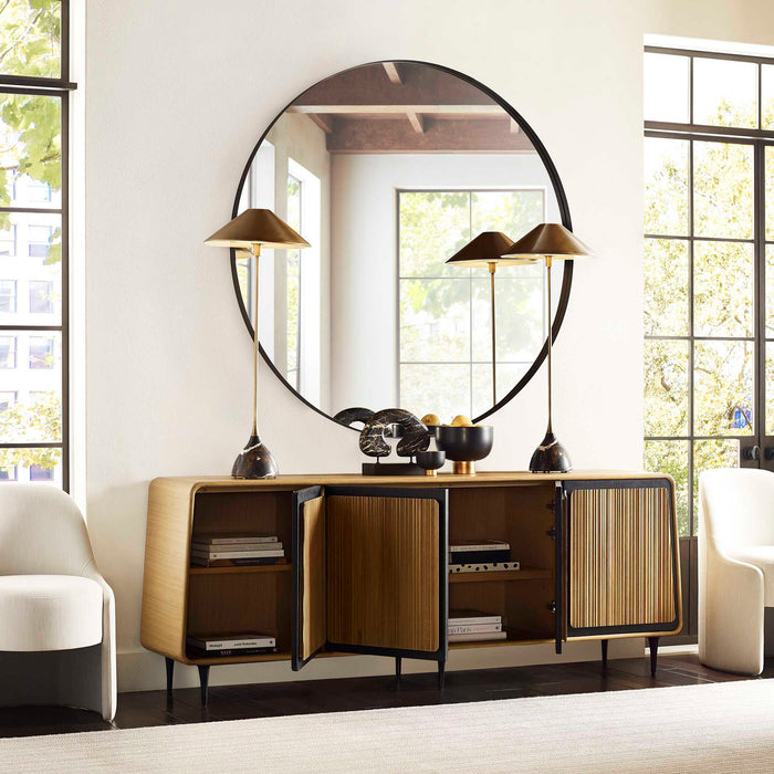 Striation - 4 Door Cabinet - Black / Woodtone