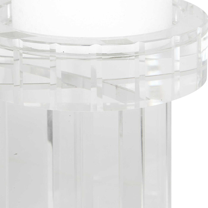 Crystal - Pillar Candleholders (Set of 2) - Silver