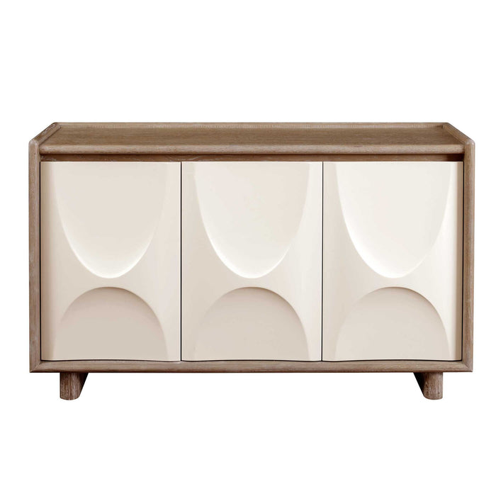 Swoosh - 3 Door Cabinet - White / Woodtone
