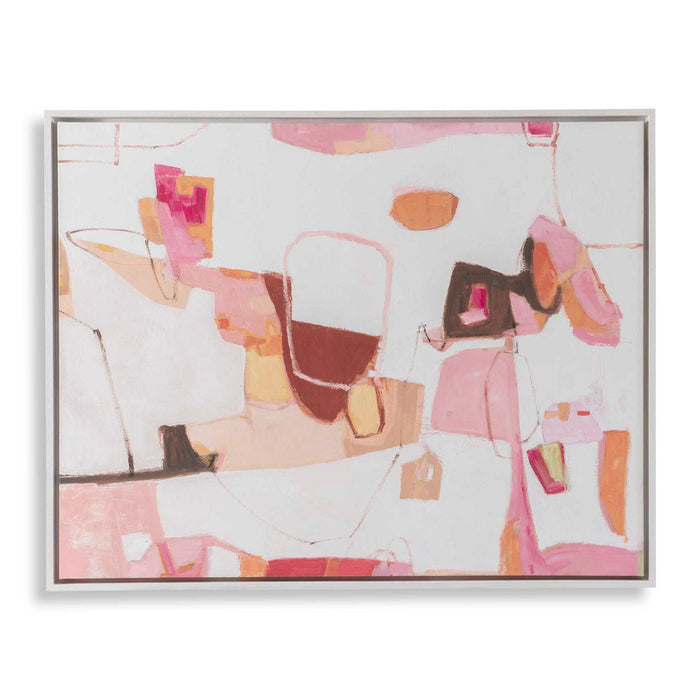 She Came For The View - Framed Canvas - Brown / Orange / Pink