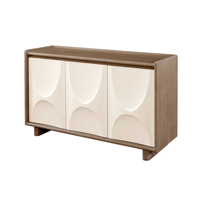 Swoosh - 3 Door Cabinet - White / Woodtone