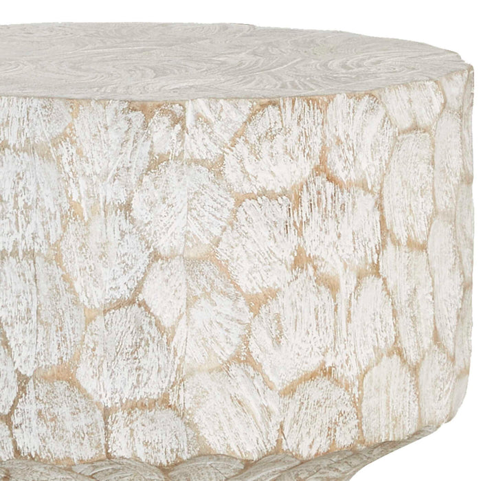 Whittled - Accent Table - White / Woodtone