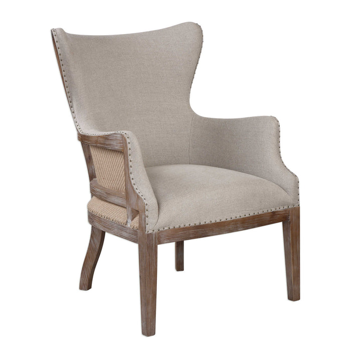 Adiris - Accent Chair - Brown / White / Woodtone