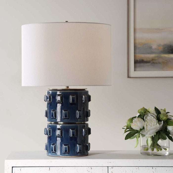 Table Lamp - Dark Blue & White