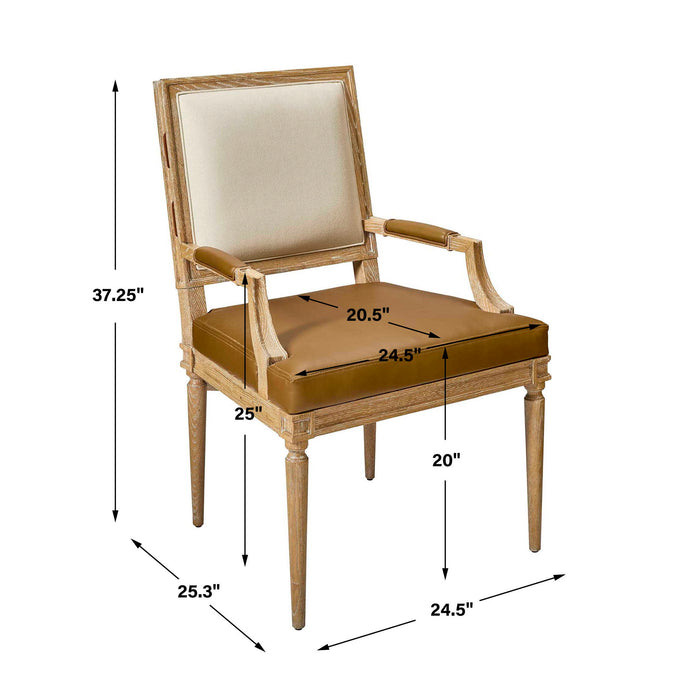 French Connection - Armchair (Set of 2) - Woodtone / Beige