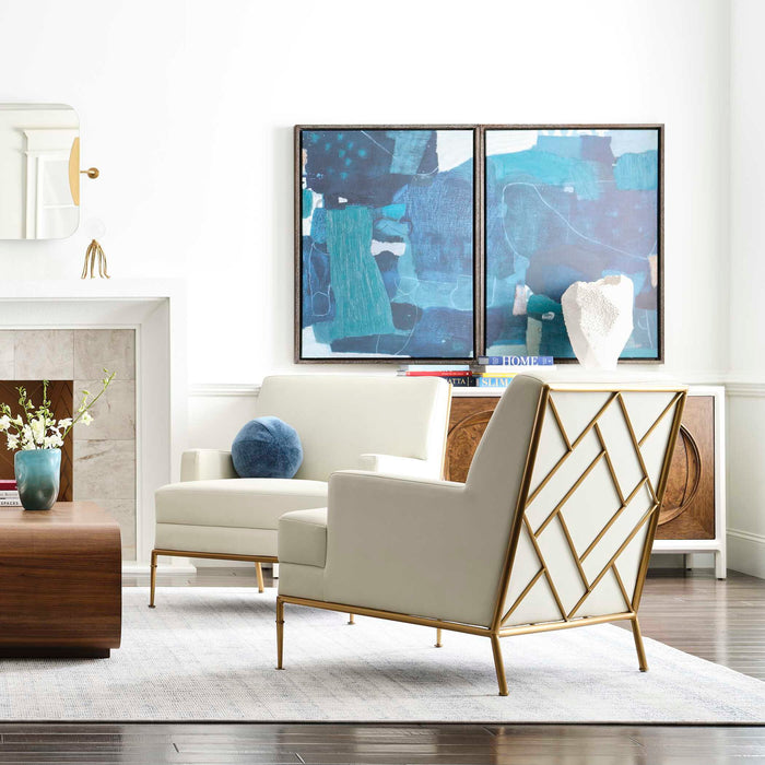 Fretwork - Accent Chair - White / Gold