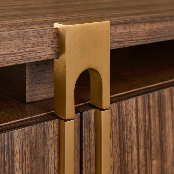 International - 4 Door Cabinet - Woodtone / Brass