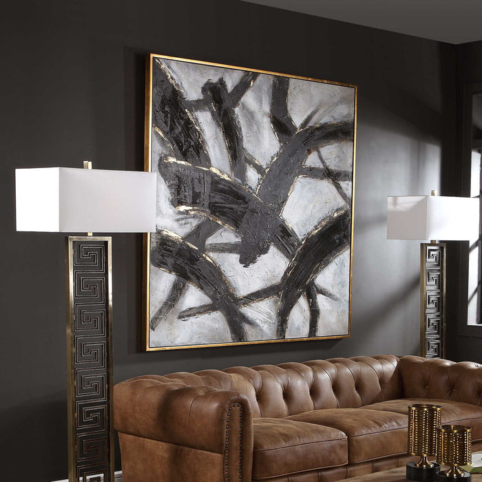 Slash - Hand Painted Canvas - Black / Gold / White