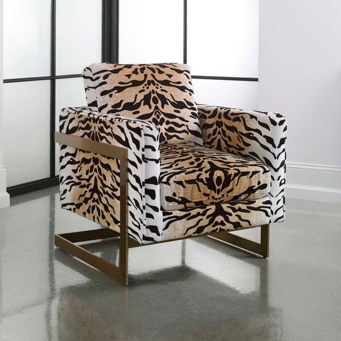 Hollyn - Accent Chair - Black / Brass / Brown