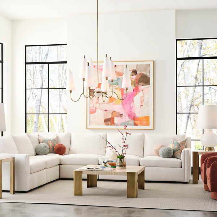 Elle - 8 Light Chandelier - Brass / White