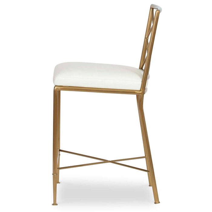 Fretwork - Counter Stool - Brass / White