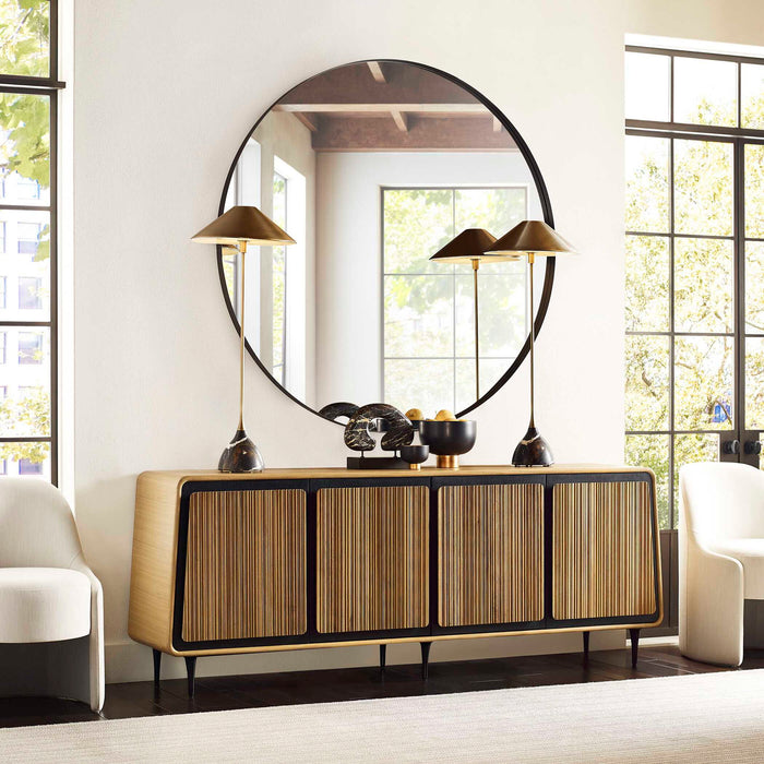 Striation - 4 Door Cabinet - Black / Woodtone