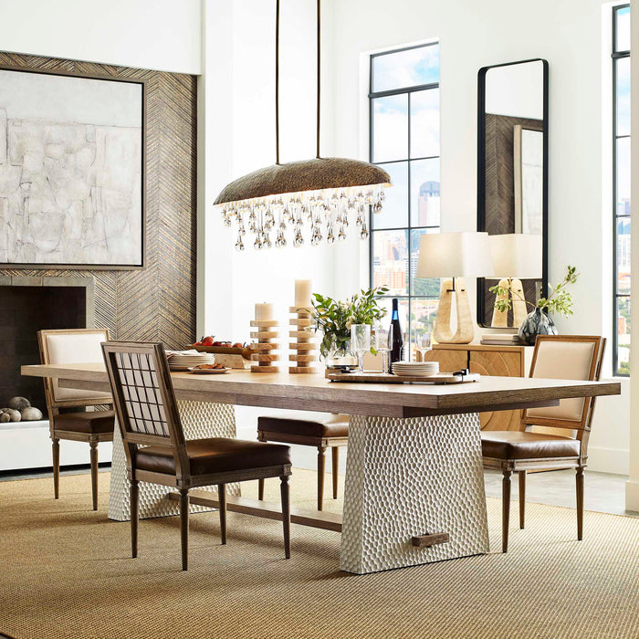 Hewn - Trestle Extension Dining Table - White / Woodtone