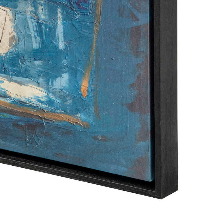 Night Life - Framed Canvas - Blue / Green / Pink