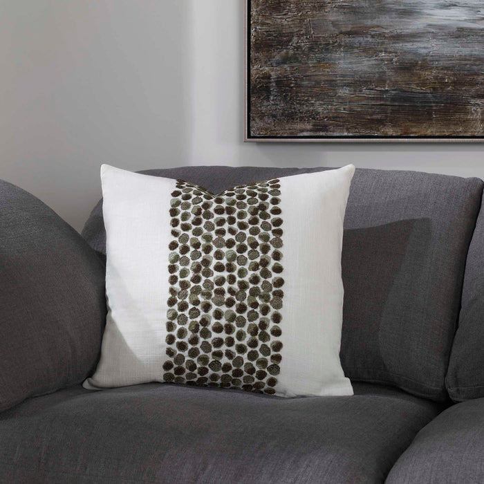 Fig Leaf - Pillow - Green / White