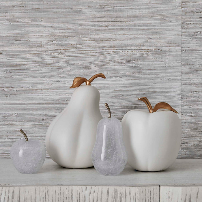 Apple And Pear - Sculptures (Set of 2) - Gold / White