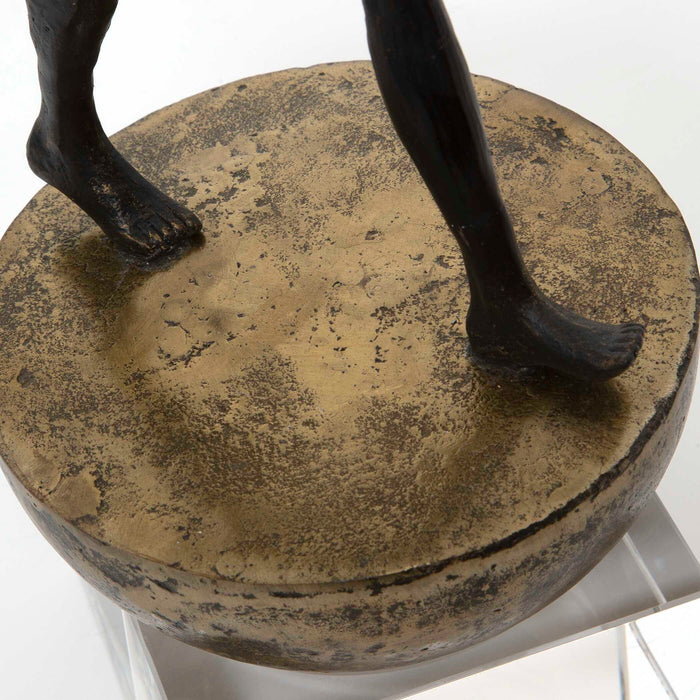 Man Finding Balance - Sculpture - Black / Brass