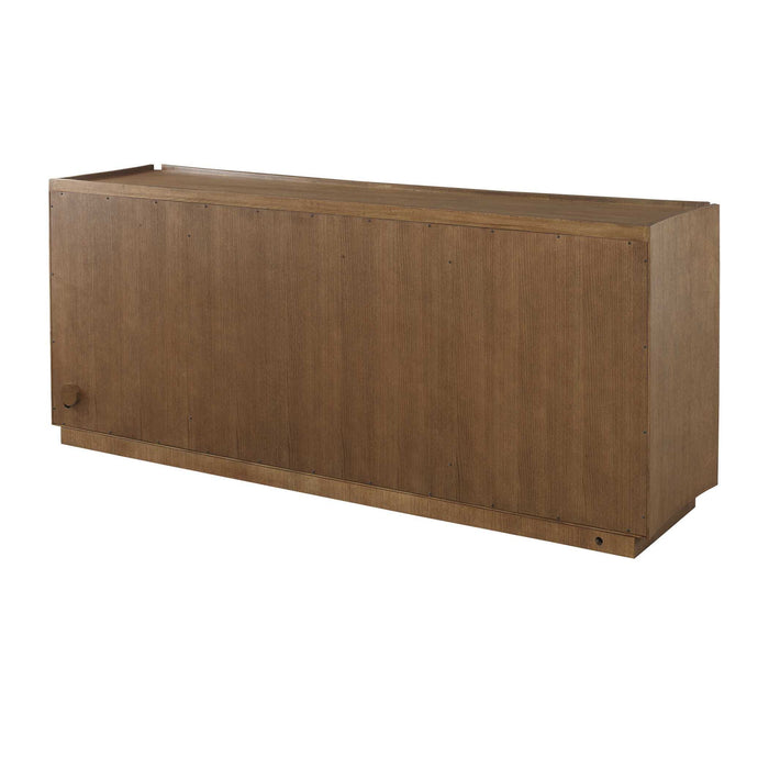 High Light - Lighted 4 Door Console Cabinet - Woodtone