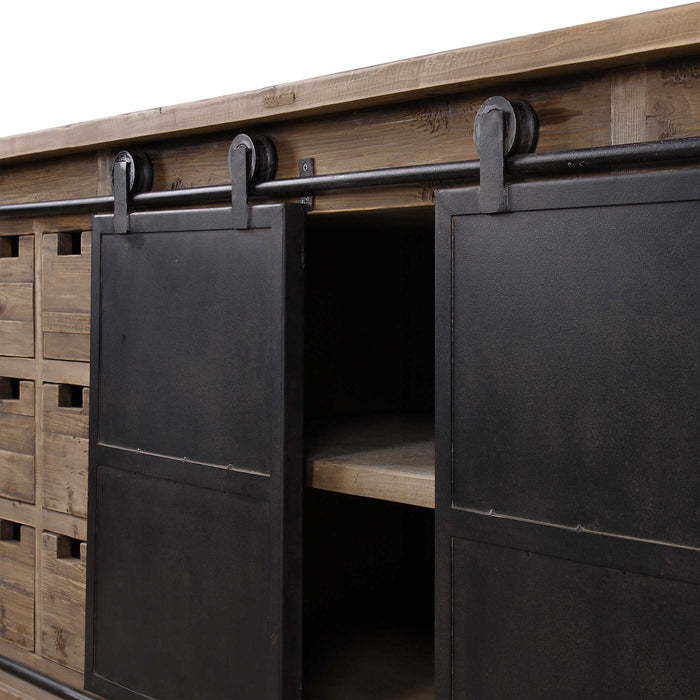 Leandrew - Media Console - Black / Woodtone