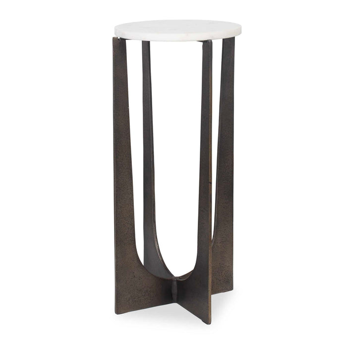 Accent Table - Brass Bronze / White