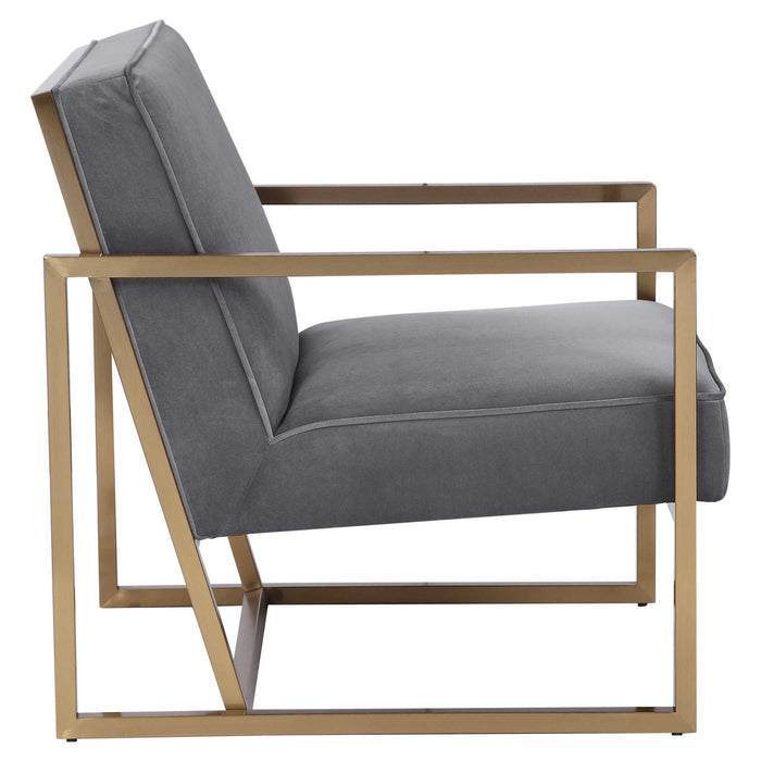 Hartigan - Accent Chair - Brass / Gray