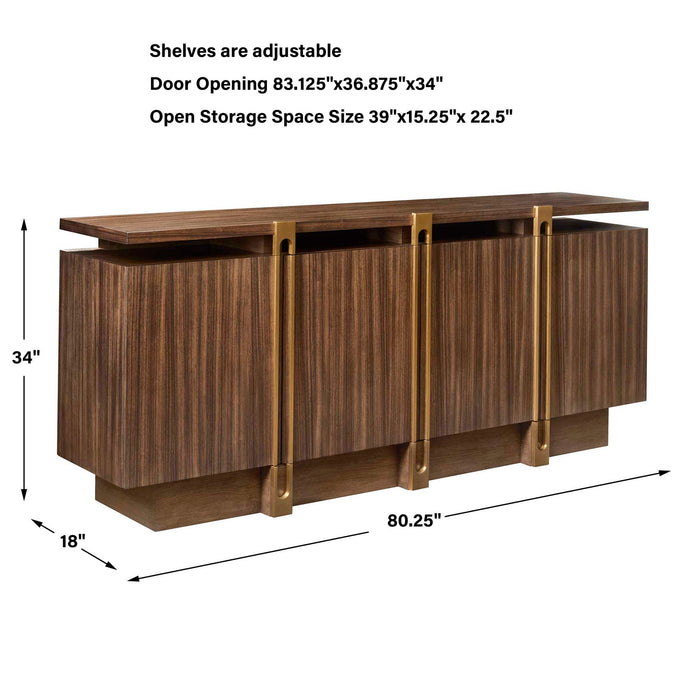 International - 4 Door Cabinet - Woodtone / Brass