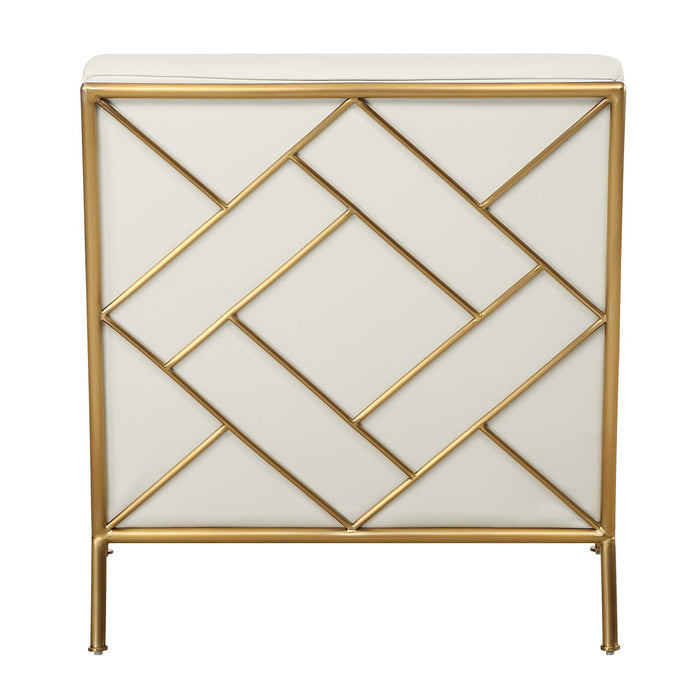 Fretwork - Accent Chair - White / Gold