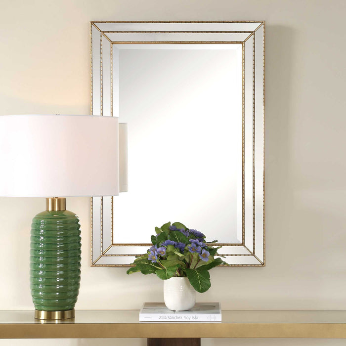 Grooved Texture Mirror - Gold