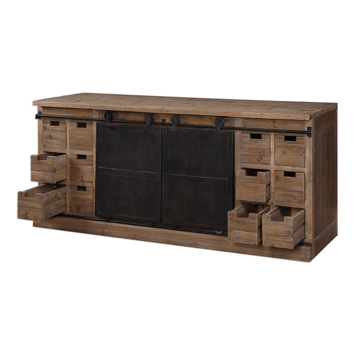 Leandrew - Media Console - Black / Woodtone