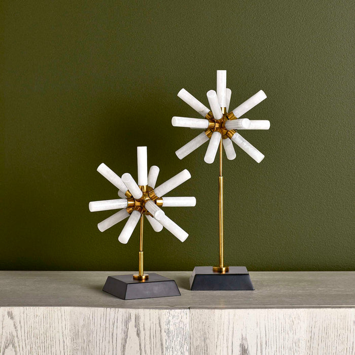 Snowflake - Sculptures (Set of 2) - Black / Brass / White