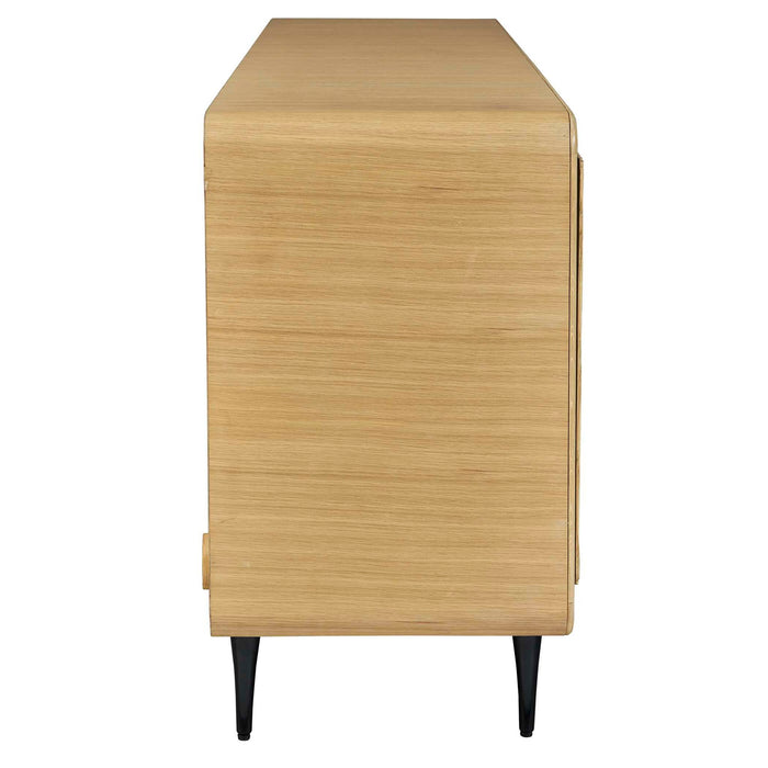 Striation - 4 Door Cabinet - Black / Woodtone