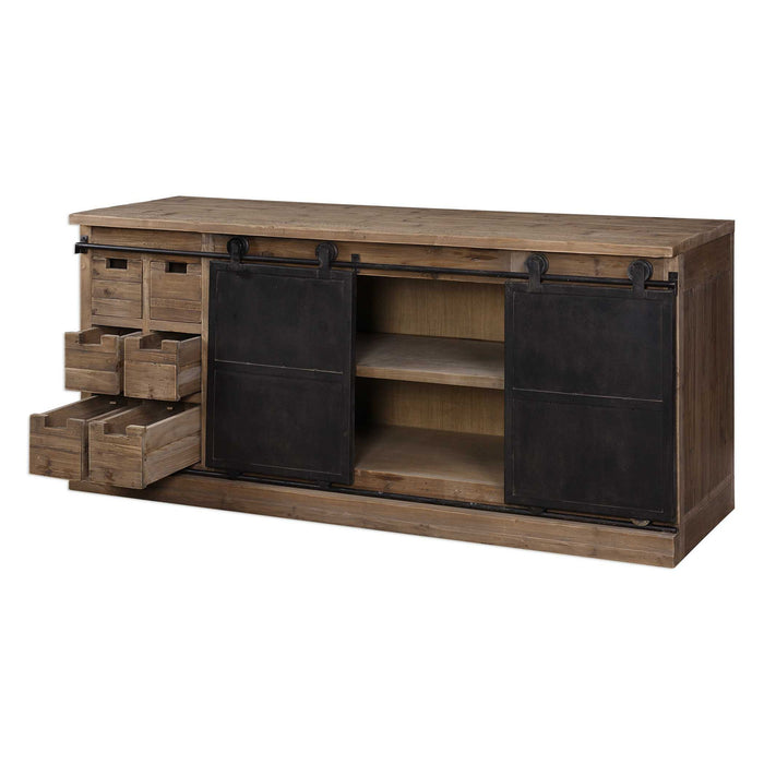 Leandrew - Media Console - Black / Woodtone