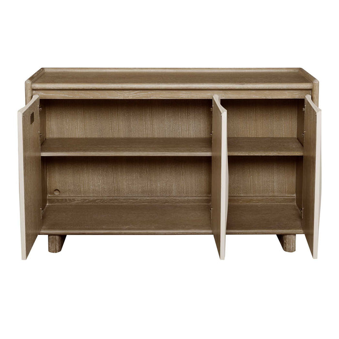 Swoosh - 3 Door Cabinet - White / Woodtone