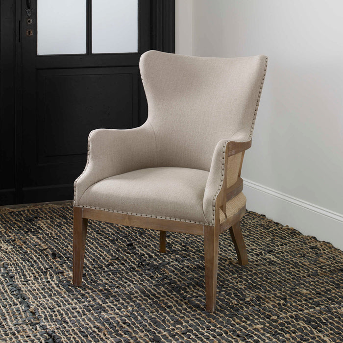 Adiris - Accent Chair - Brown / White / Woodtone