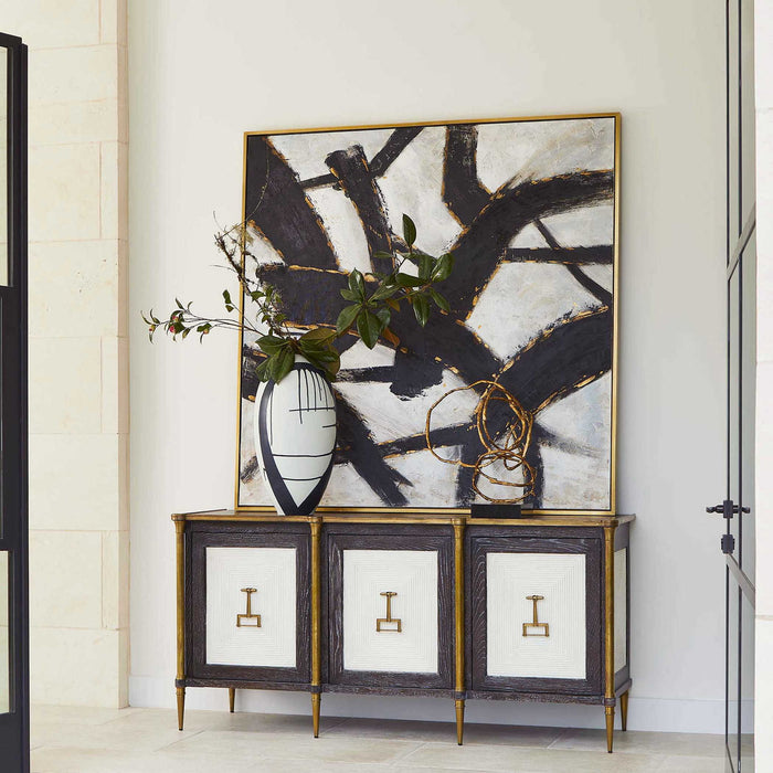 Slash - Hand Painted Canvas - Black / Gold / White