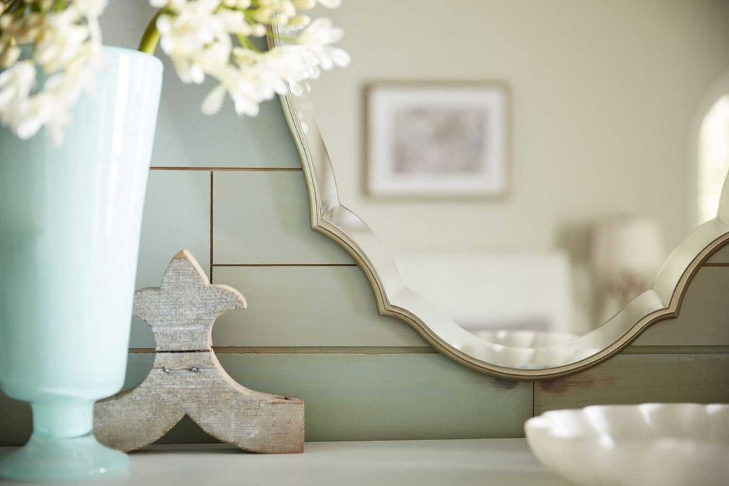 Shaped Beveled Mirror - Burnished Silver