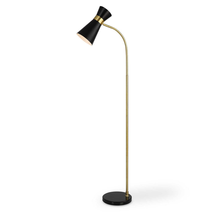 Floor Lamp With Marble Foot - Black & Gold