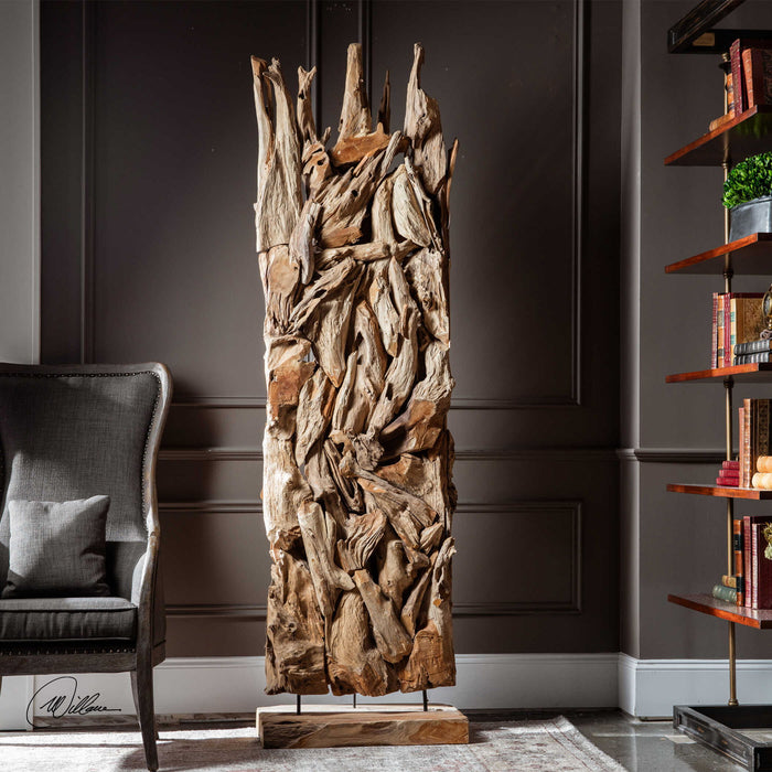 Amzi - Floor Sculpture - Brown / Woodtone